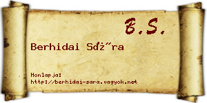 Berhidai Sára névjegykártya